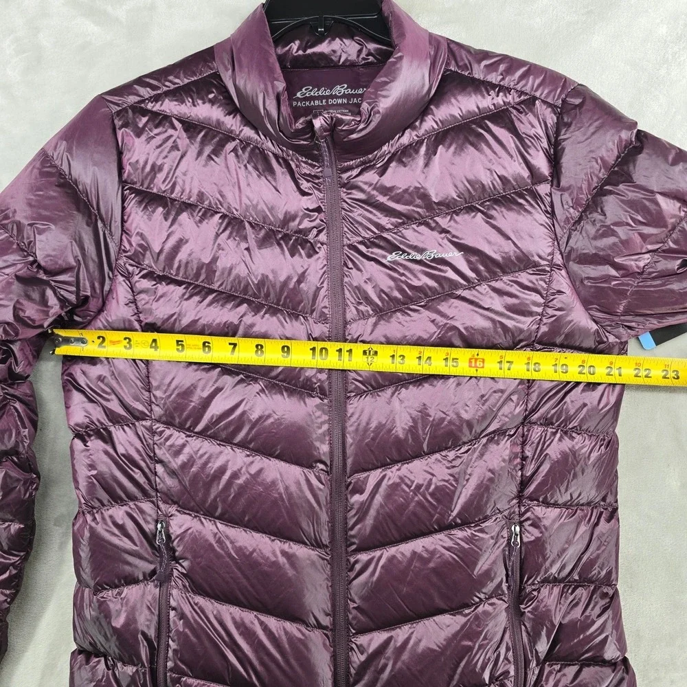 Eddie Bauer Ladies Down Packable Jacket Iridescent Plum 650 Fill Power Large New